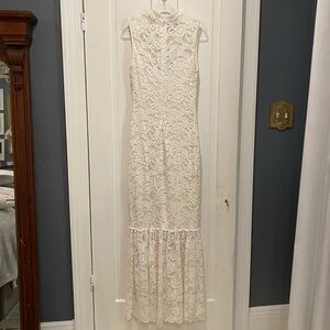 White Lace Bebe Maxi Dress small